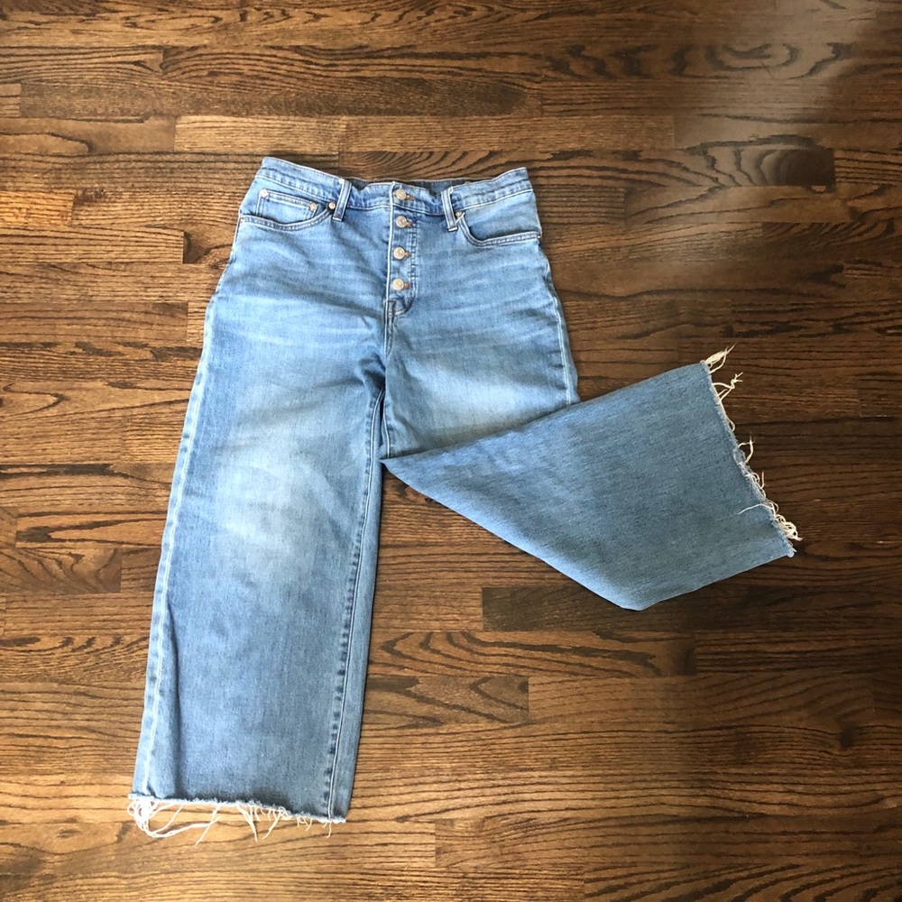Madewell button-up wide leg crop jean